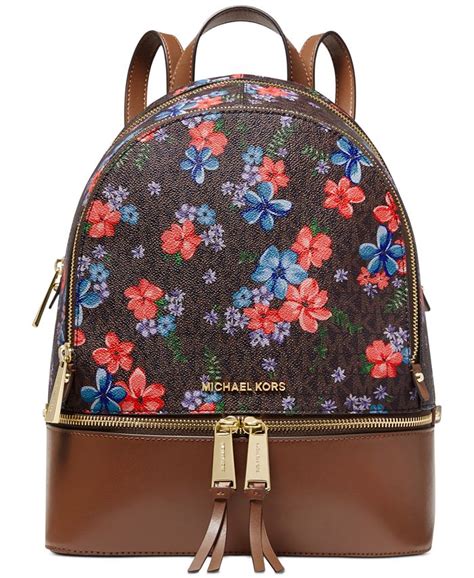 michael michael kors rhea signature floral zip backpack|MICHAEL Michael Kors Rhea Zip Medium Backpack .